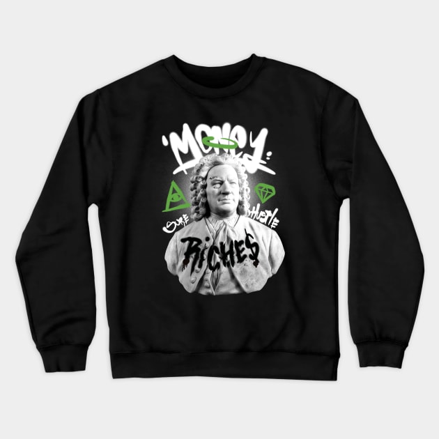 Cash Flow Artistry: Money Statue Graffiti Crewneck Sweatshirt by elaissiiliass